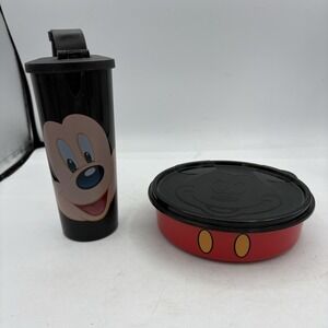 Tupperware Disney Mickey Mouse Set 16 oz Tumbler Cup & Cereal Bowl 2 Cups